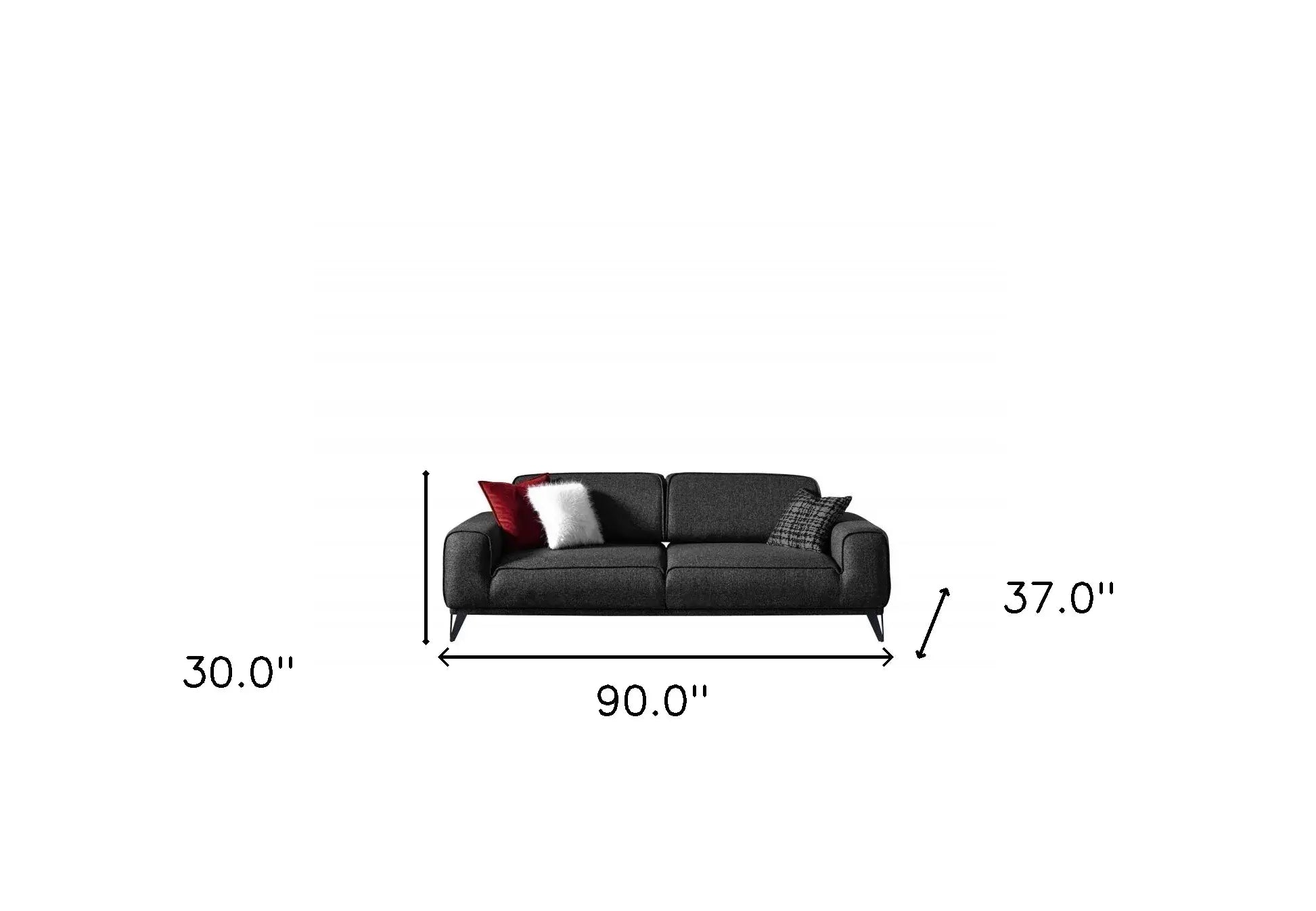 90" Dark Gray Linen Sleeper Sofa And Toss Pillows With Silver Legs - Homeroots - Flyclothing LLC