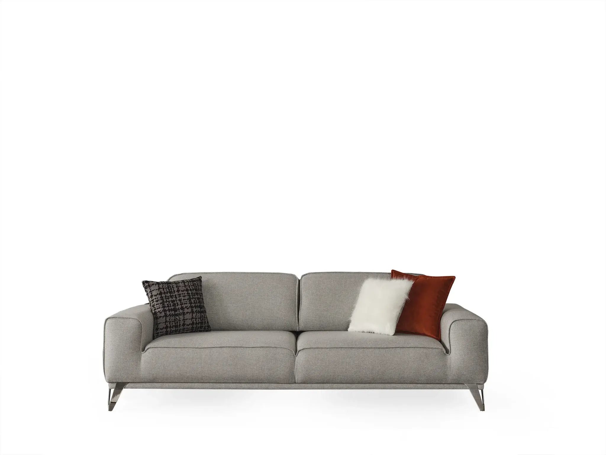 90" Linen Linen Sleeper Sofa And Toss Pillows With Silver Legs - Homeroots - Flyclothing LLC