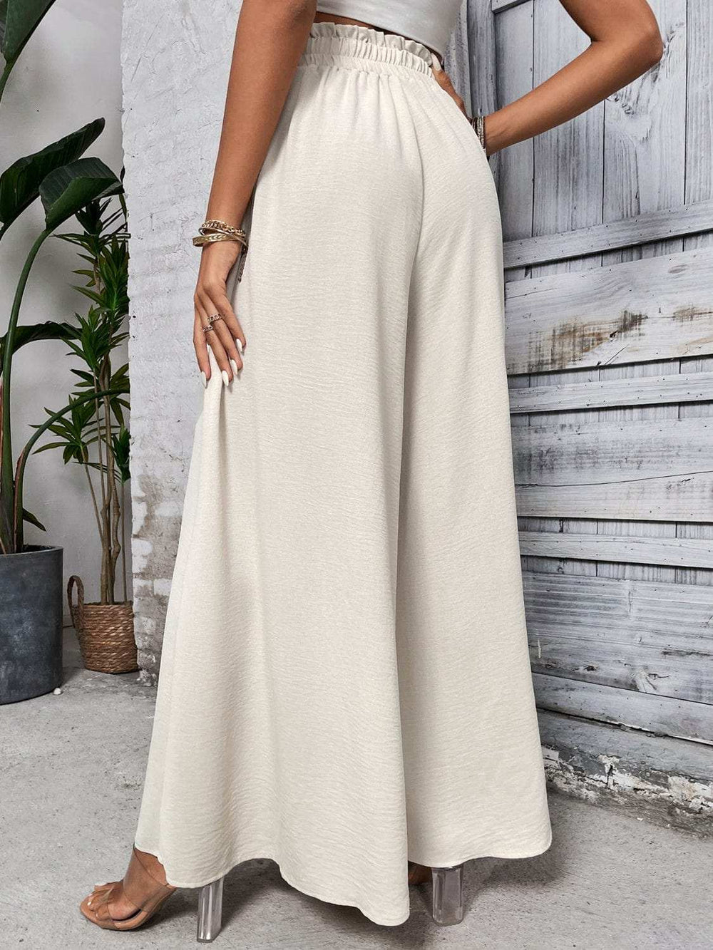 Tied High Waist Wide Leg Pants - Trendsi - Flyclothing LLC