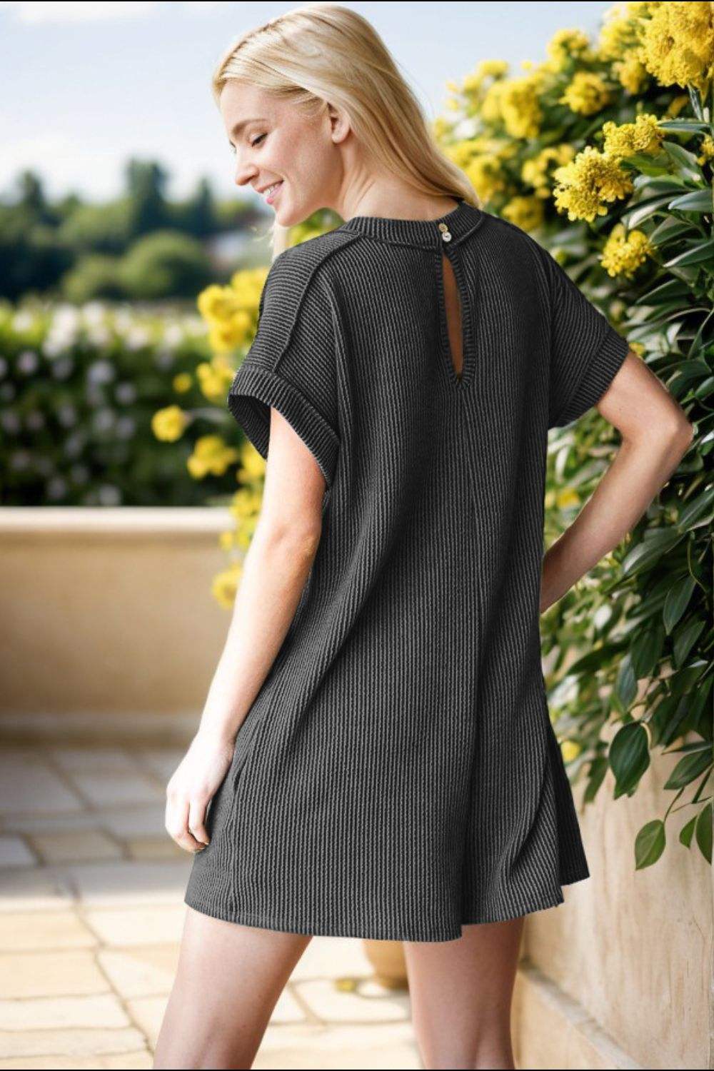 Heimish Full Size Short Sleeve Ribbed Romper with Pockets - Trendsi - Flyclothing LLC
