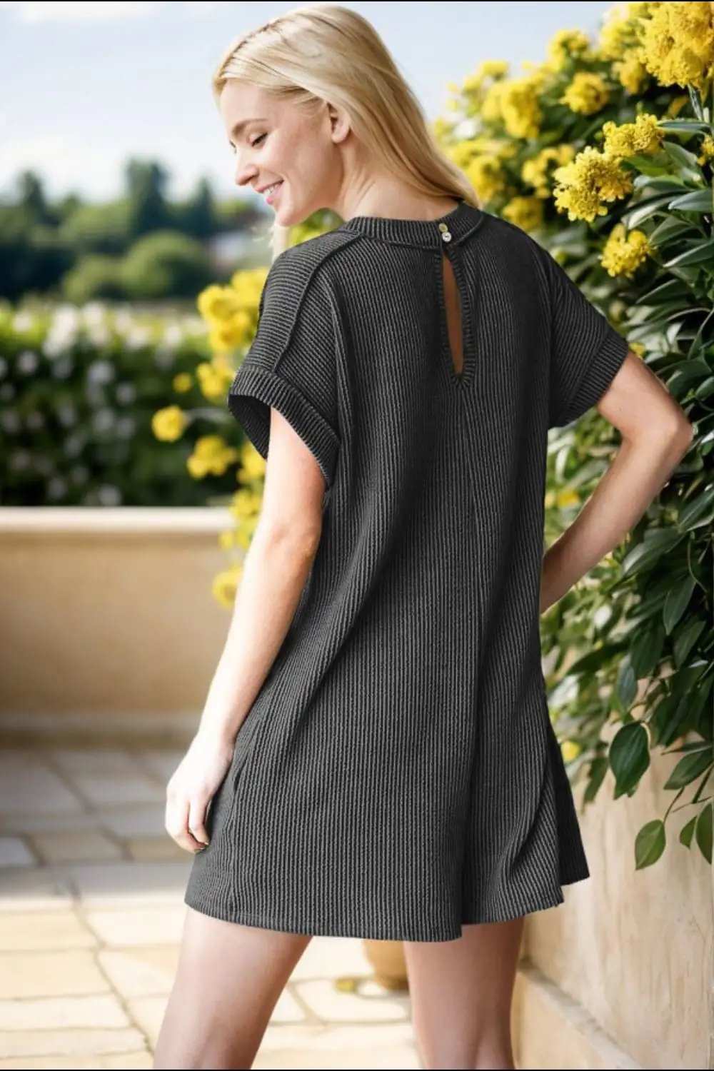 Heimish Full Size Short Sleeve Ribbed Romper with Pockets - Trendsi - Flyclothing LLC