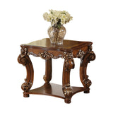 26" Cherry Manufactured Wood And Solid Wood Square End Table With Shelf - Homeroots - Flyclothing LLC