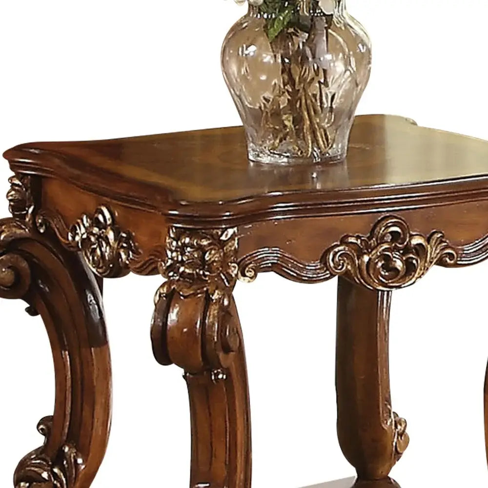 26" Cherry Manufactured Wood And Solid Wood Square End Table With Shelf - Homeroots - Flyclothing LLC