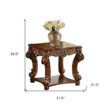 26" Cherry Manufactured Wood And Solid Wood Square End Table With Shelf - Homeroots - Flyclothing LLC