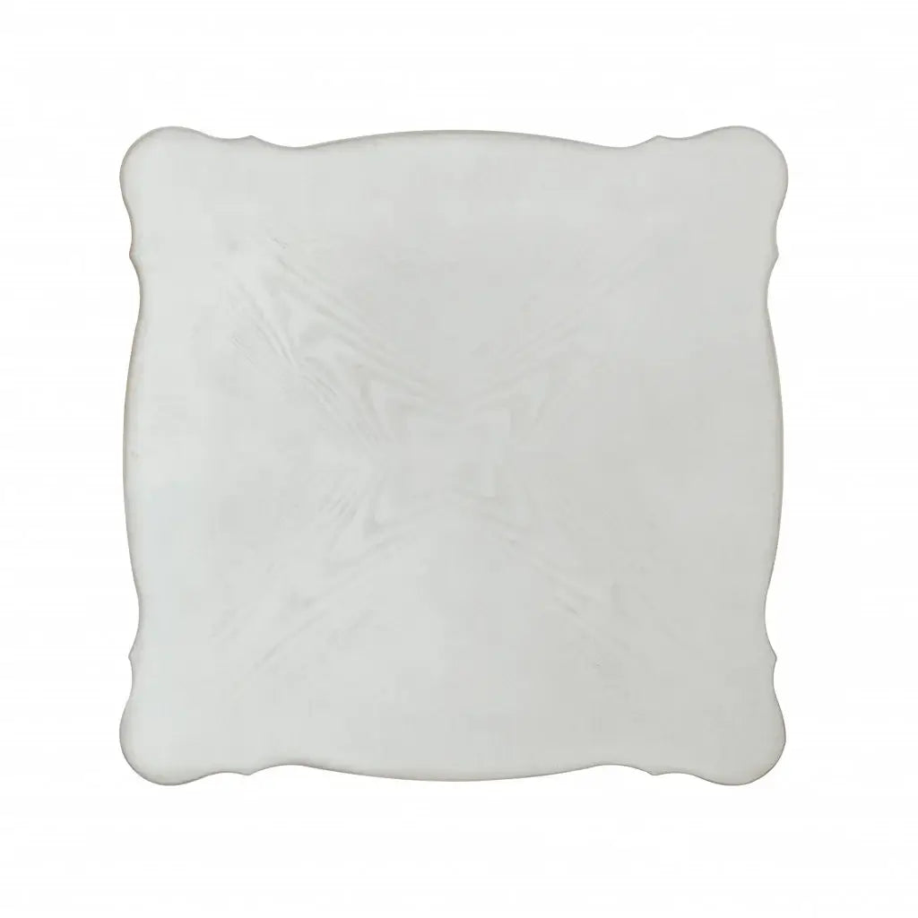 26" Antiqued White Manufactured Wood Square Scroll End Table With Shelf - Homeroots - Flyclothing LLC