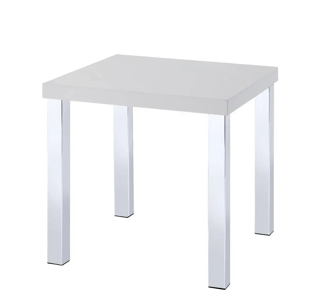 22" Chrome And White High Gloss Square End Table - Homeroots - Flyclothing LLC
