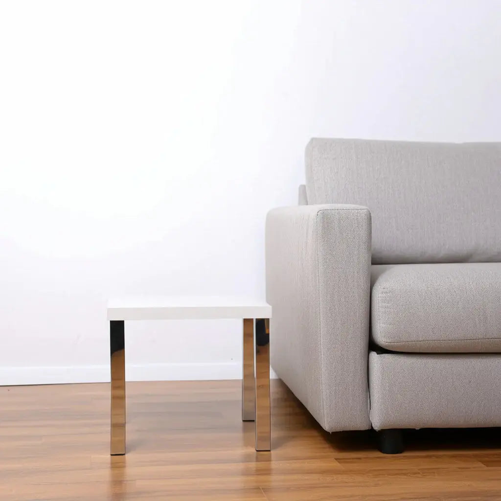 22" Chrome And White High Gloss Square End Table - Homeroots - Flyclothing LLC