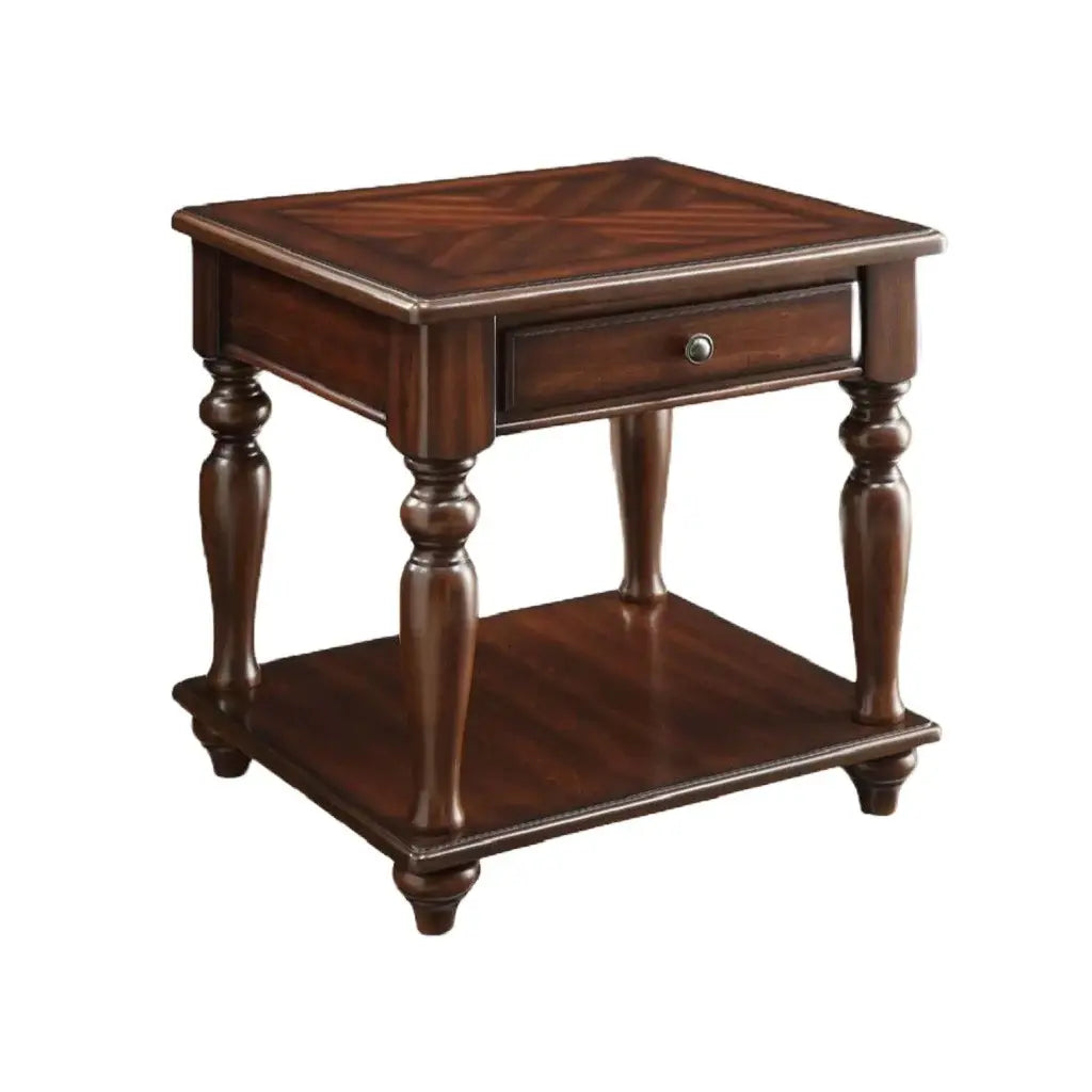 24" Walnut Manufactured Wood Rectangular End Table With Drawer And Shelf - Homeroots - Flyclothing LLC