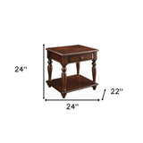 24" Walnut Manufactured Wood Rectangular End Table With Drawer And Shelf - Homeroots - Flyclothing LLC