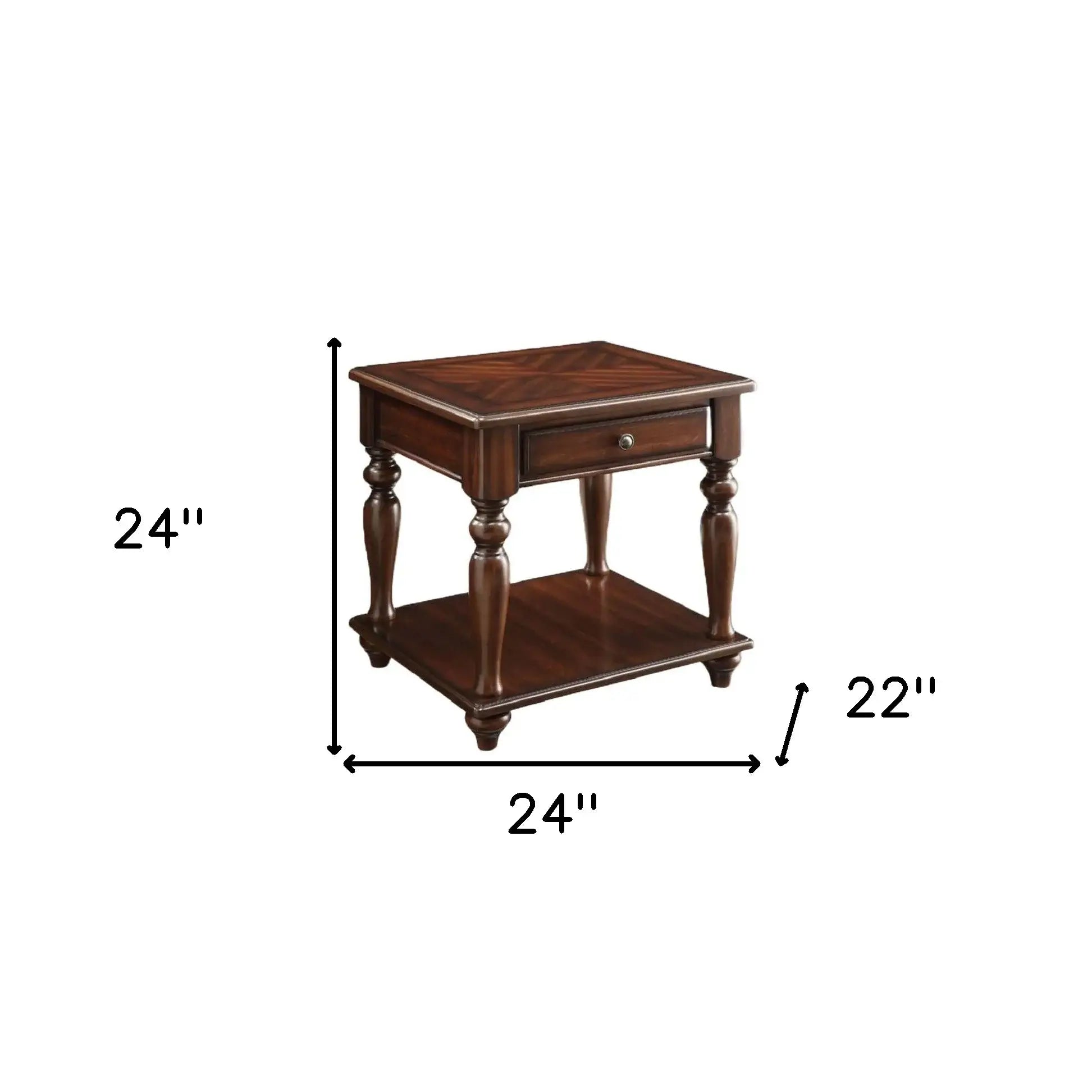 24" Walnut Manufactured Wood Rectangular End Table With Drawer And Shelf - Homeroots - Flyclothing LLC