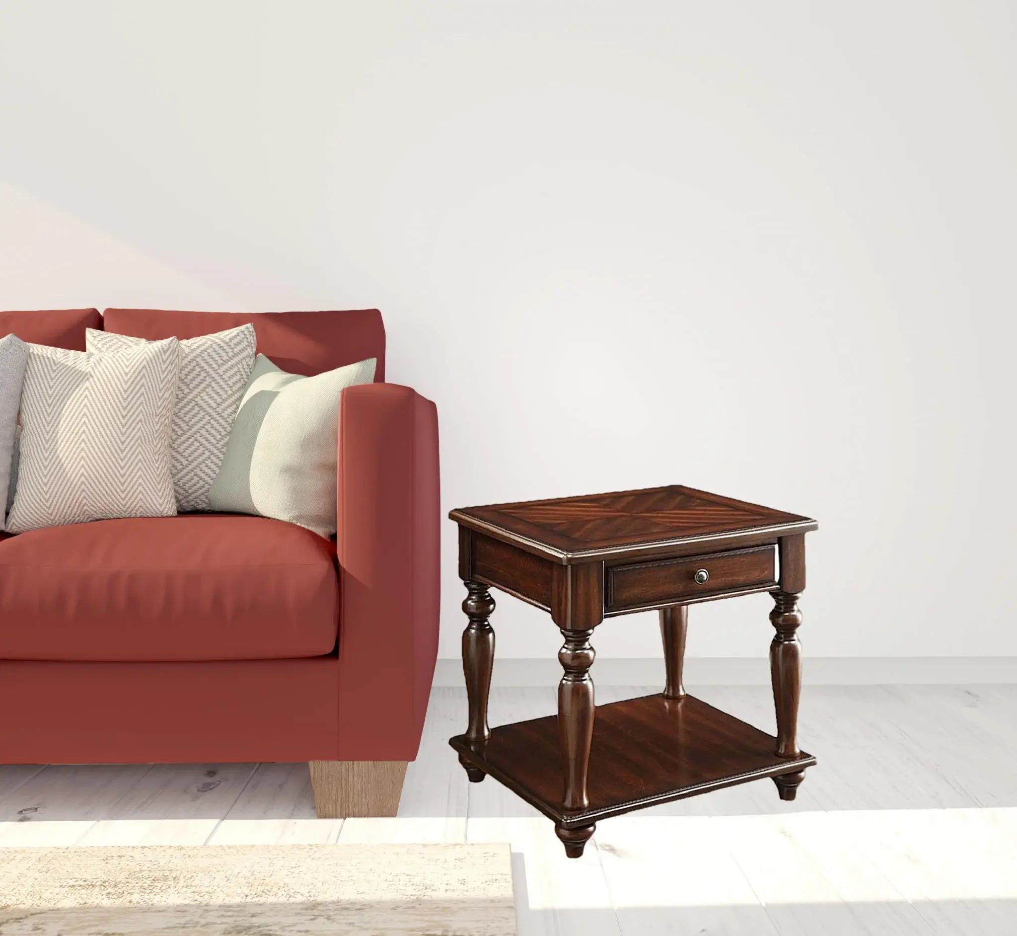 24" Walnut Manufactured Wood Rectangular End Table With Drawer And Shelf - Homeroots - Flyclothing LLC