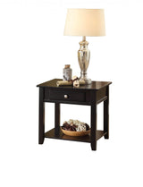 22" Black Manufactured Wood Square End Table With Drawer With Shelf - Homeroots - Flyclothing LLC