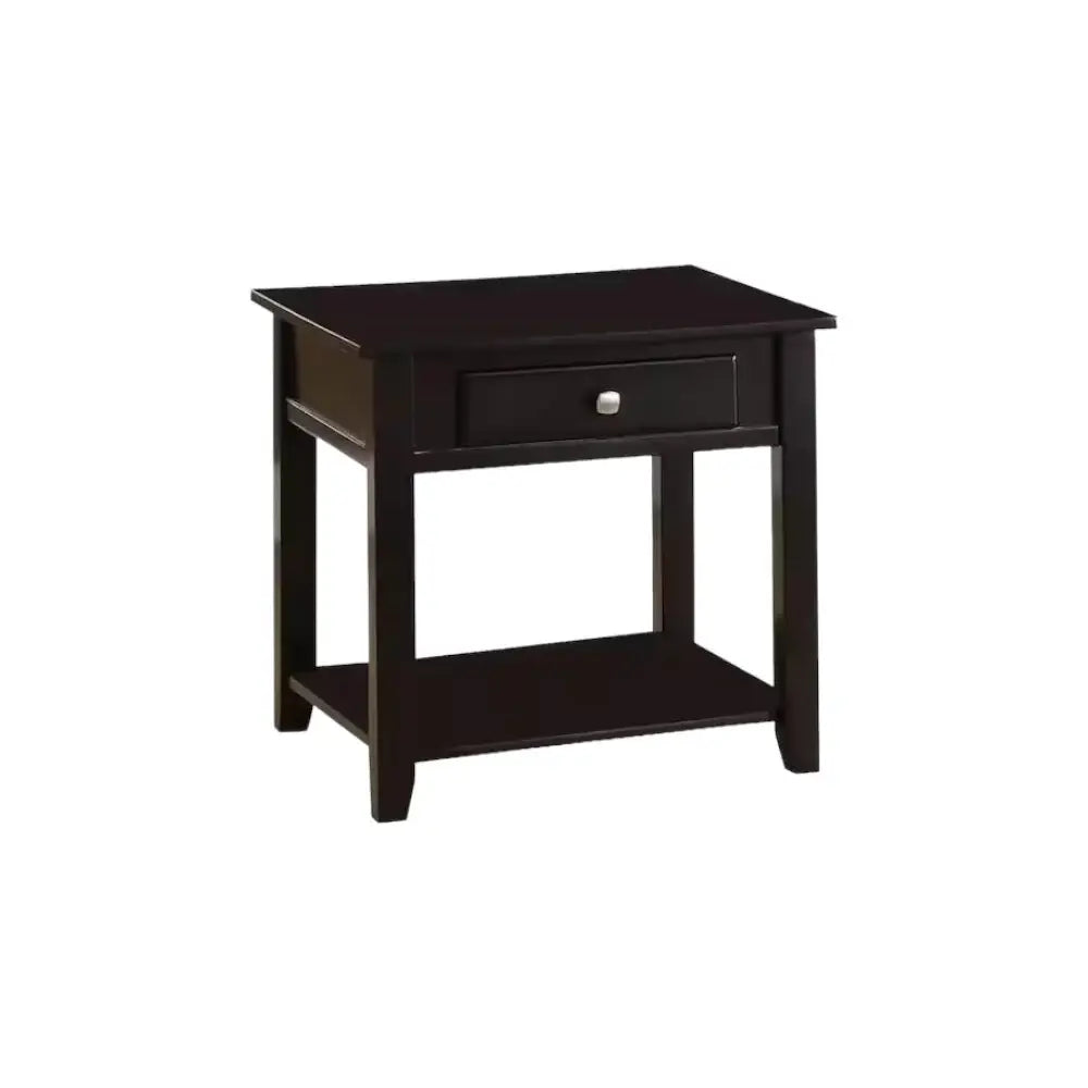 22" Black Manufactured Wood Square End Table With Drawer With Shelf - Homeroots - Flyclothing LLC