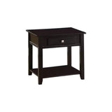22" Black Manufactured Wood Square End Table With Drawer With Shelf - Homeroots - Flyclothing LLC