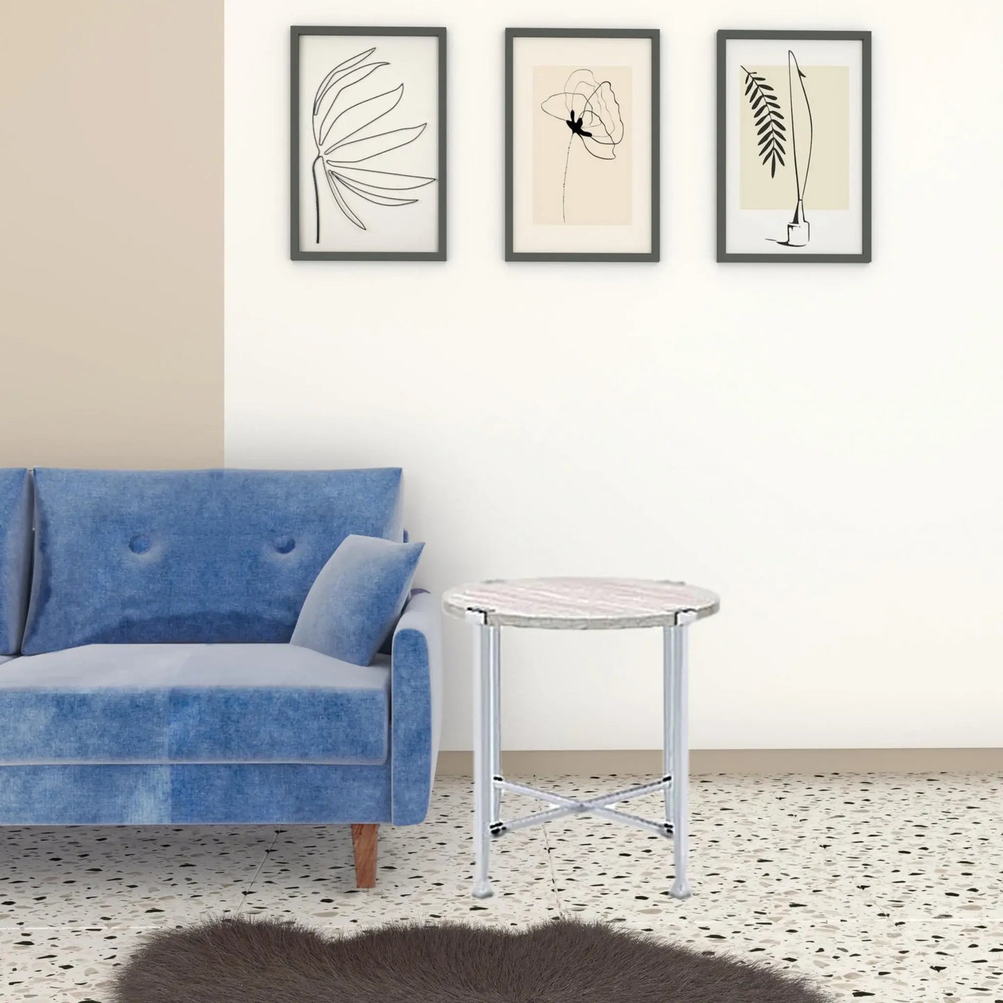 24" Chrome And White Oak Manufactured Wood And Metal Round End Table - Homeroots - Flyclothing LLC