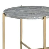24" Champagne And Light Gray Manufactured Wood And Metal Round End Table - Homeroots - Flyclothing LLC