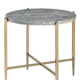 24" Champagne And Light Gray Manufactured Wood And Metal Round End Table - Homeroots - Flyclothing LLC