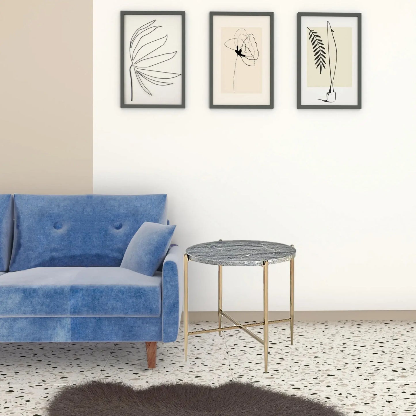24" Champagne And Light Gray Manufactured Wood And Metal Round End Table - Homeroots - Flyclothing LLC