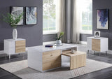 22" White High Gloss Manufactured Wood Rectangular End Table With Two Drawers - Homeroots - Flyclothing LLC