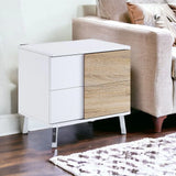 22" White High Gloss Manufactured Wood Rectangular End Table With Two Drawers - Homeroots - Flyclothing LLC
