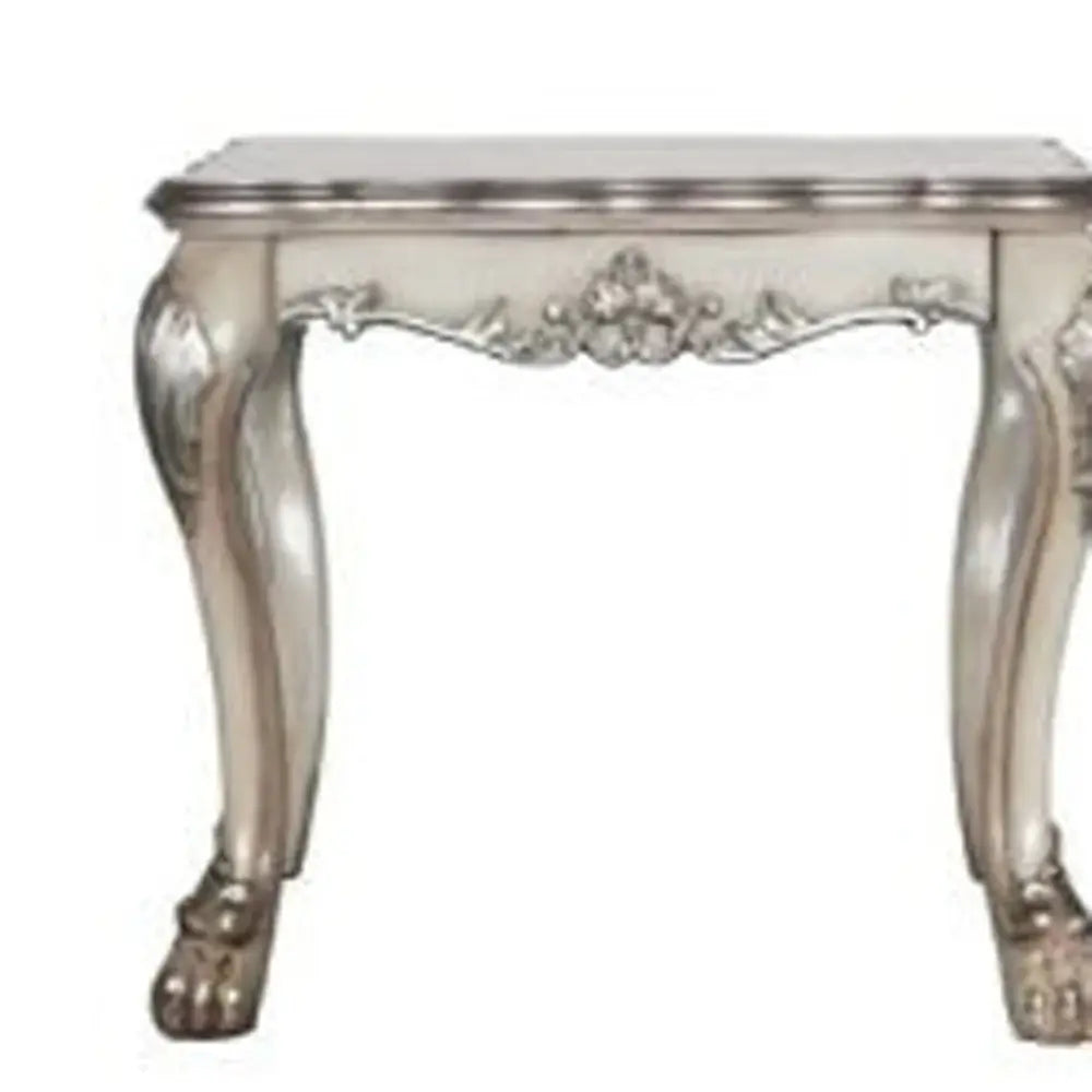 24" Vintage Bone White Solid Wood And Polyresin Square End Table - Homeroots - Flyclothing LLC