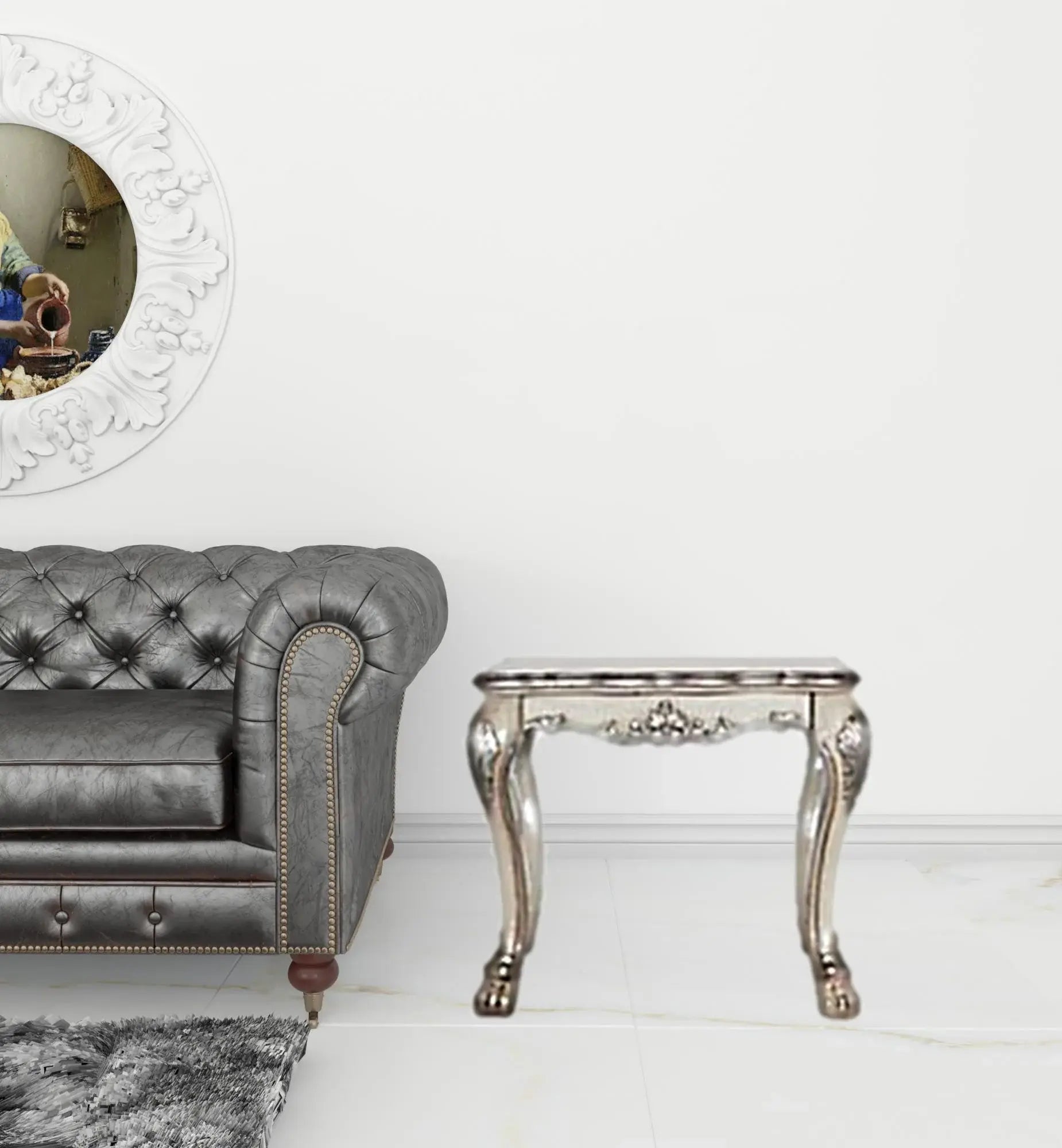 24" Vintage Bone White Solid Wood And Polyresin Square End Table - Homeroots - Flyclothing LLC