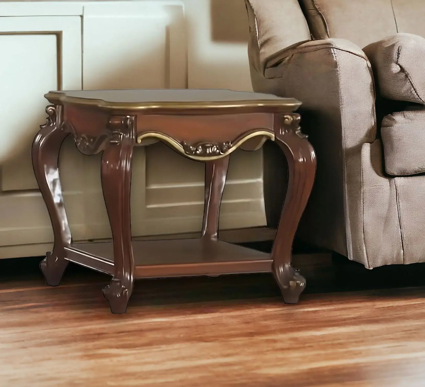 24" Oak Solid Wood Square End Table With Shelf - Homeroots - Flyclothing LLC