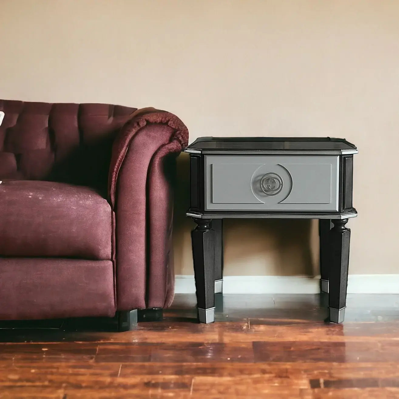 24" Charcoal And Light Gray Manufactured Wood Square End Table - Homeroots - Flyclothing LLC