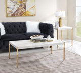 24" Gold And White Manufactured Wood Square End Table - Homeroots - Flyclothing LLC