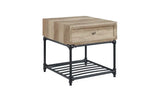 22" Sandy Black And Oak Manufactured Wood And Metal Square End Table With Drawer And Shelf - Homeroots - Flyclothing LLC