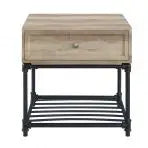 22" Sandy Black And Oak Manufactured Wood And Metal Square End Table With Drawer And Shelf - Homeroots - Flyclothing LLC