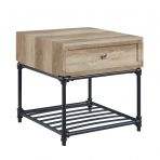 22" Sandy Black And Oak Manufactured Wood And Metal Square End Table With Drawer And Shelf - Homeroots - Flyclothing LLC