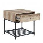 22" Sandy Black And Oak Manufactured Wood And Metal Square End Table With Drawer And Shelf - Homeroots - Flyclothing LLC