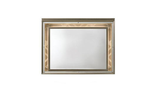 37" Champagne Lighted Wood Framed Mounted Dresser Mirror