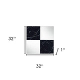 32" Black And Gray Square Wood composite Framed Accent Mirror