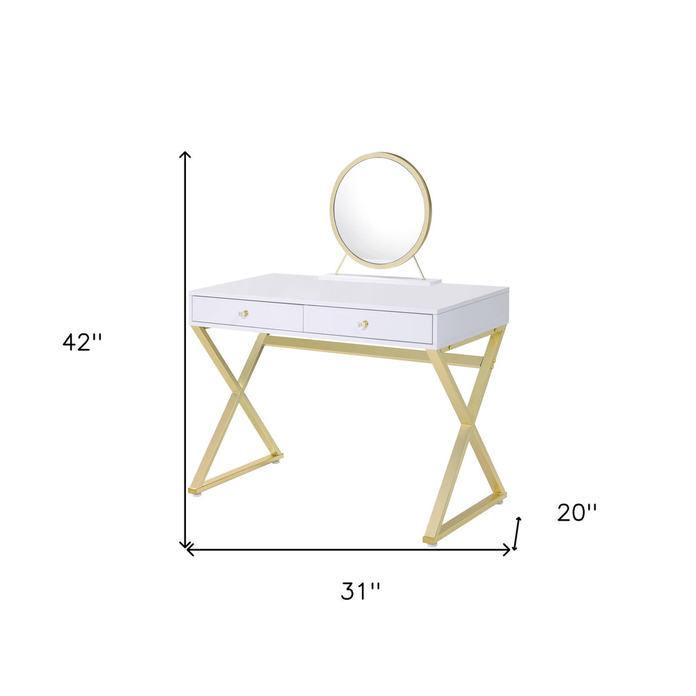 42" Mirrored Vanity Table with Mirror