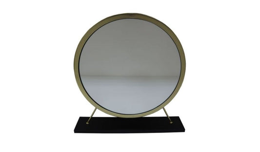 19" Brass Round Metal Framed Freestanding Mirror