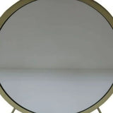 19" Faux Fur, Mirror, Black & Brass Finish Round Makeup Shaving Tabletop Mirror - Homeroots - Flyclothing LLC