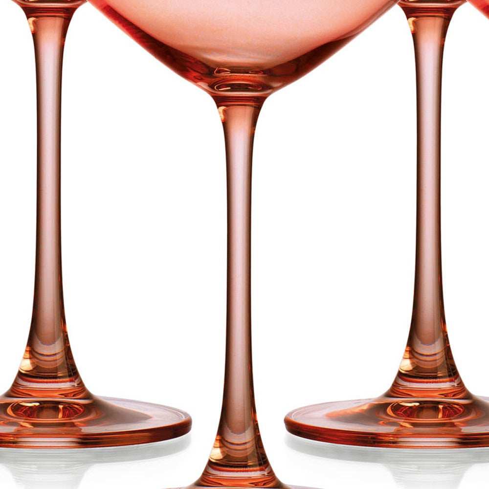 Set of Four Translucent Blush Coral Coupe Glasses - Homeroots - Flyclothing LLC