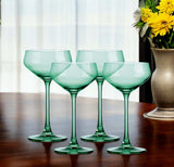 Set of Four Translucent Pale Green Coupe Glasses - Homeroots - Flyclothing LLC