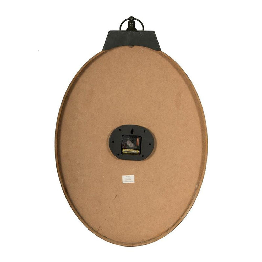 18" Oval Ivory Wood Analog Wall Clock - Homeroots - Flyclothing LLC