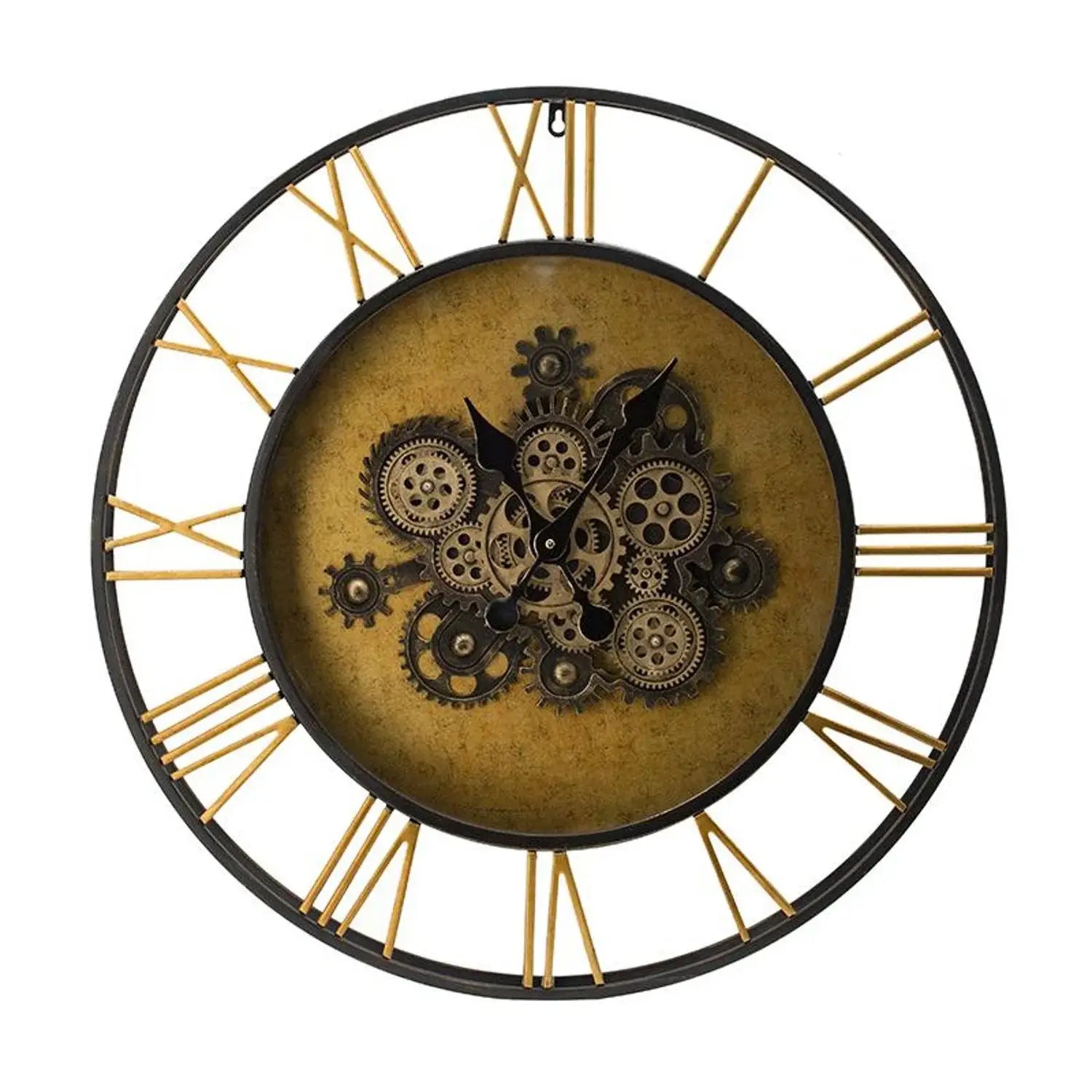 28" Circle Copper Metal and Glass Analog Exposed Gear Wall Clock - Homeroots - Flyclothing LLC