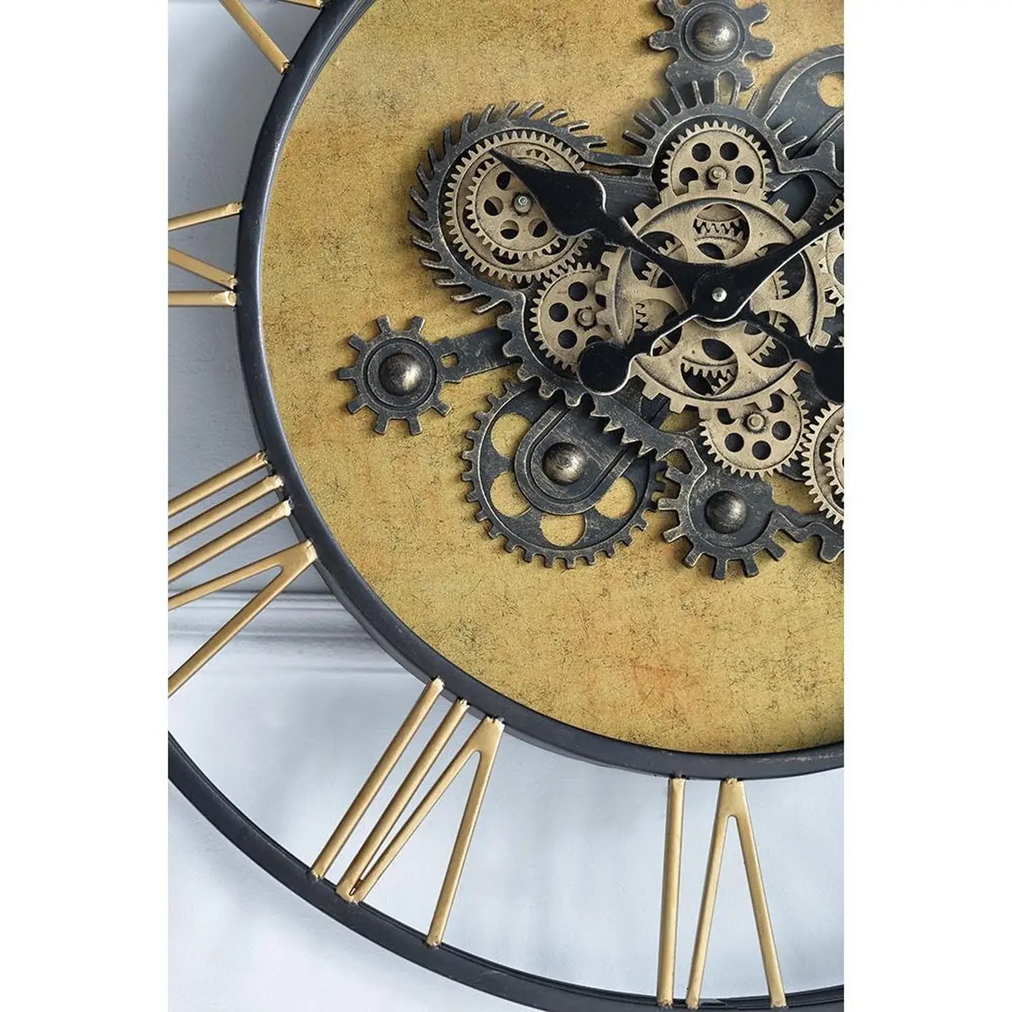 28" Circle Copper Metal and Glass Analog Exposed Gear Wall Clock - Homeroots - Flyclothing LLC