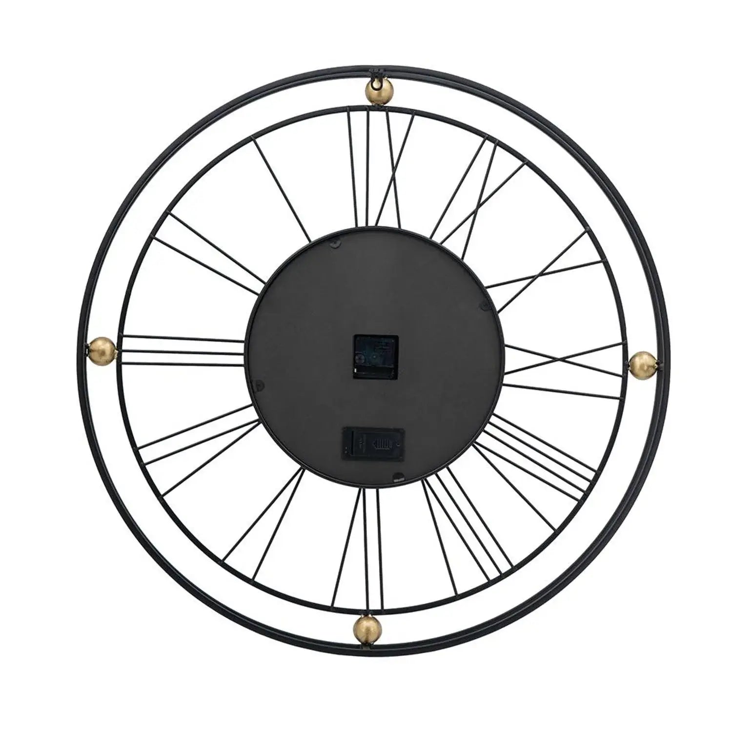 32" Circle Black and Gold Metal and Glass Analog Exposed Gear Wall Clock - Homeroots - Flyclothing LLC