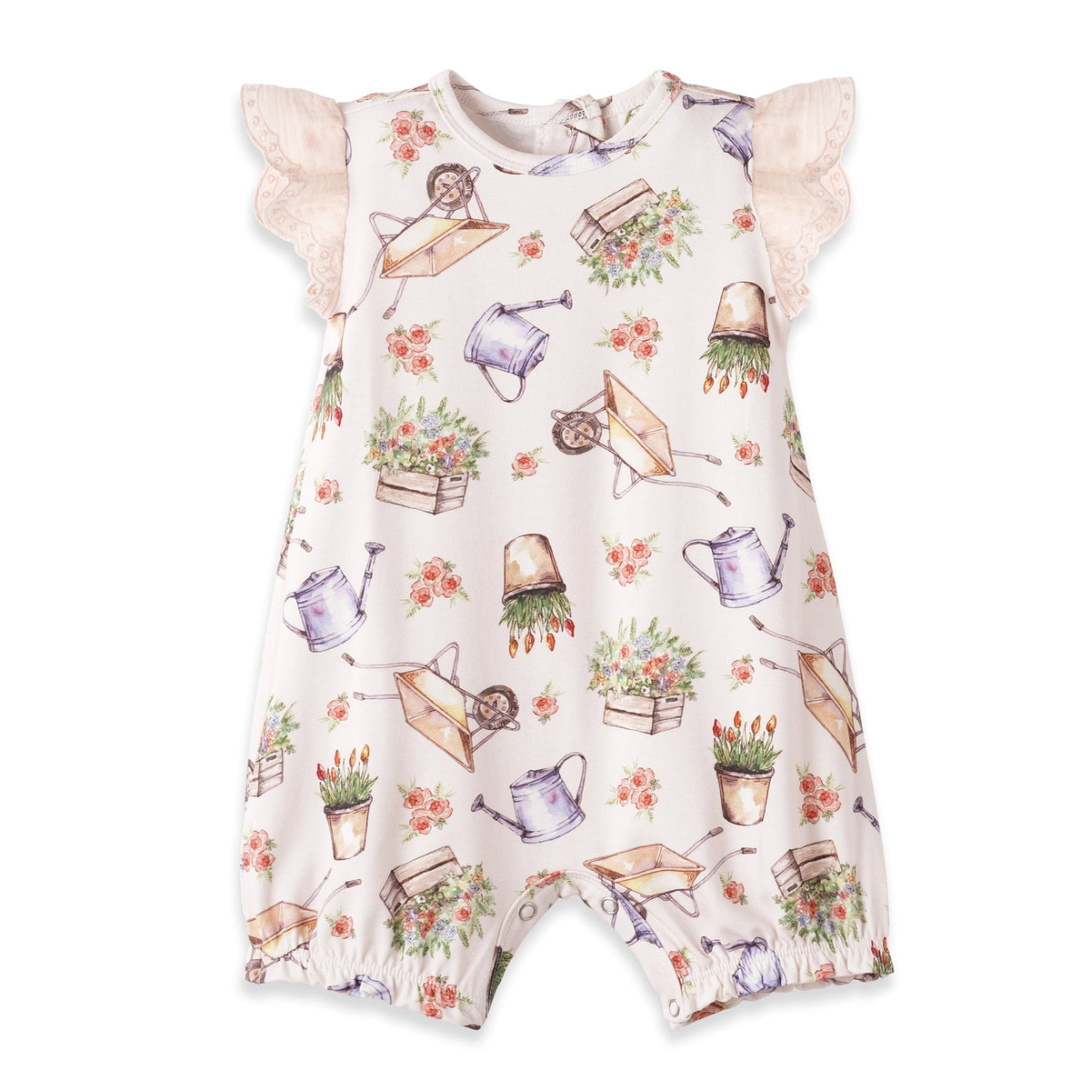 Petal Patch Baby Girl Romper – Bamboo One-Piece with Eyelet - Tesa Babe - Flyclothing LLC