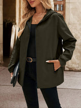 Pocketed Zip Up Hooded Jacket - Trendsi - Flyclothing LLC