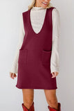 Lovelet Pocketed V-Neck Mini Sweater Overall Dress - Trendsi