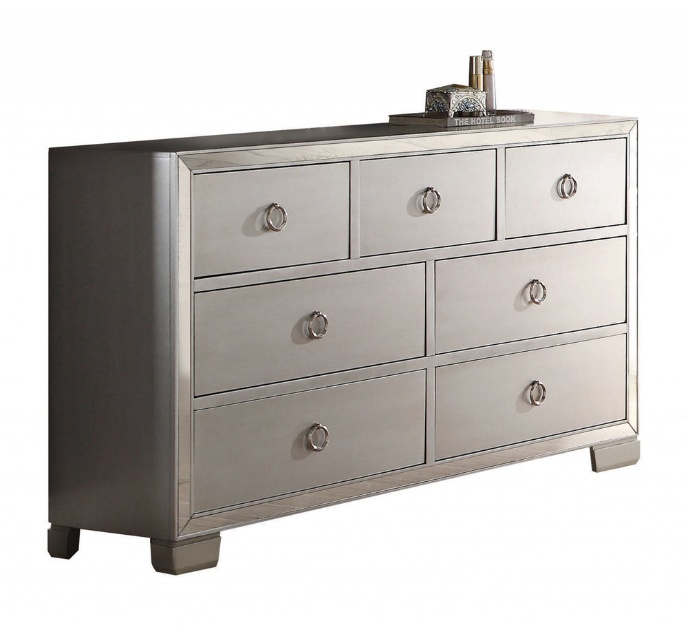 57" Platinum Solid and Manufactured Wood Seven Drawer Triple Dresser - Homeroots - Flyclothing LLC