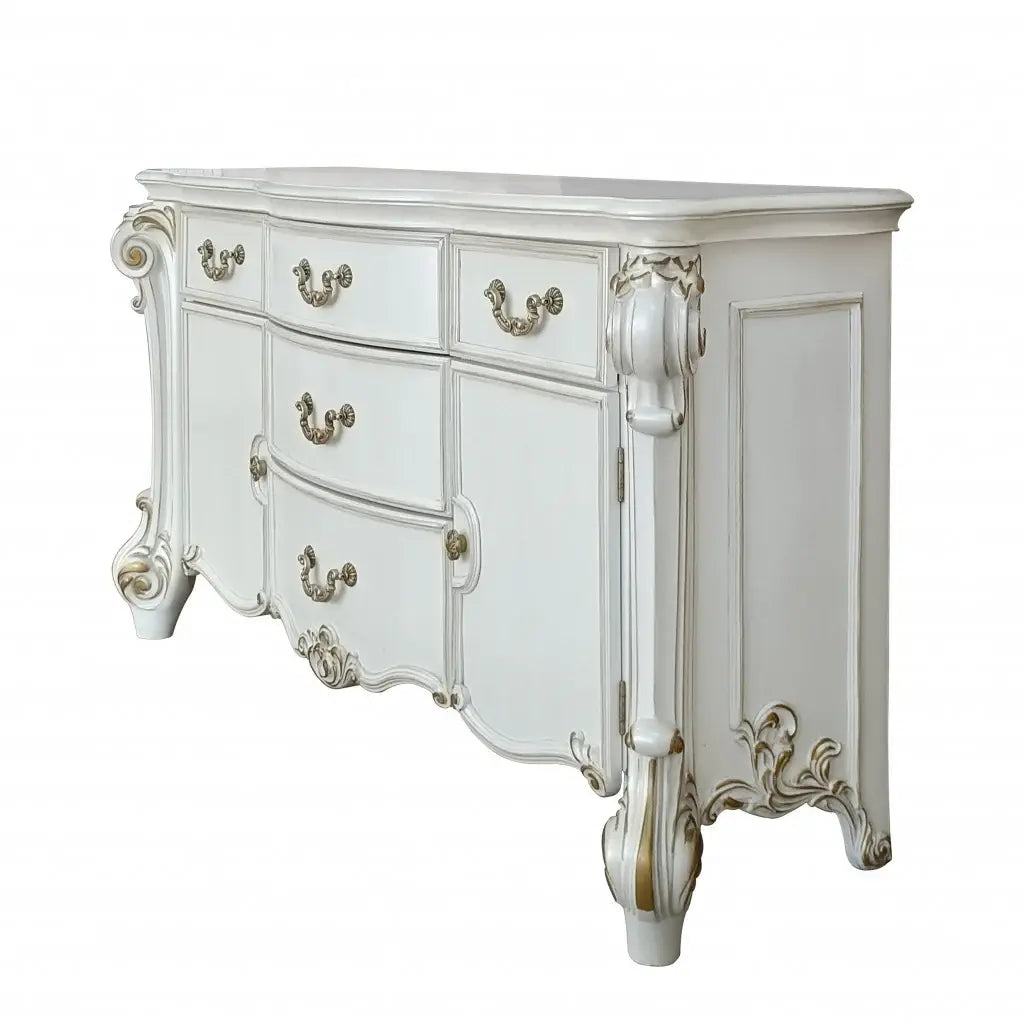 71" Pearl Solid and Manufactured Wood Five Drawer Triple Dresser - Homeroots - Flyclothing LLC