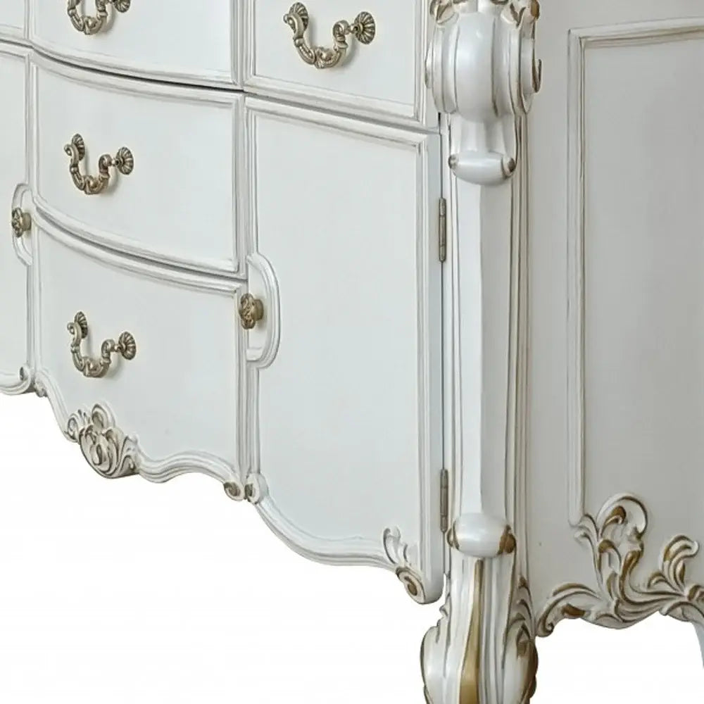 71" Pearl Solid and Manufactured Wood Five Drawer Triple Dresser - Homeroots - Flyclothing LLC